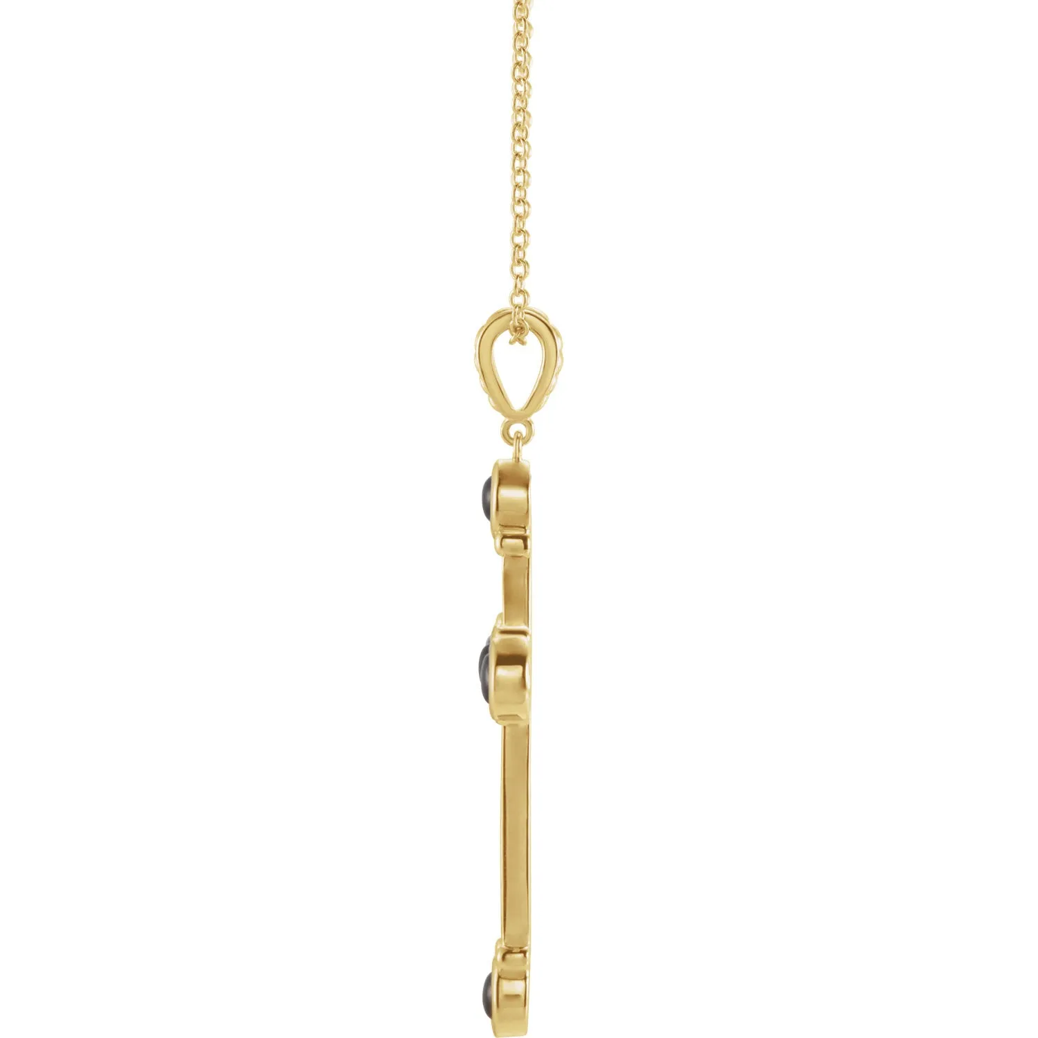 Platinum 14k Yellow Rose White Silver Genuine Onyx Cross Pendant Charm Necklace