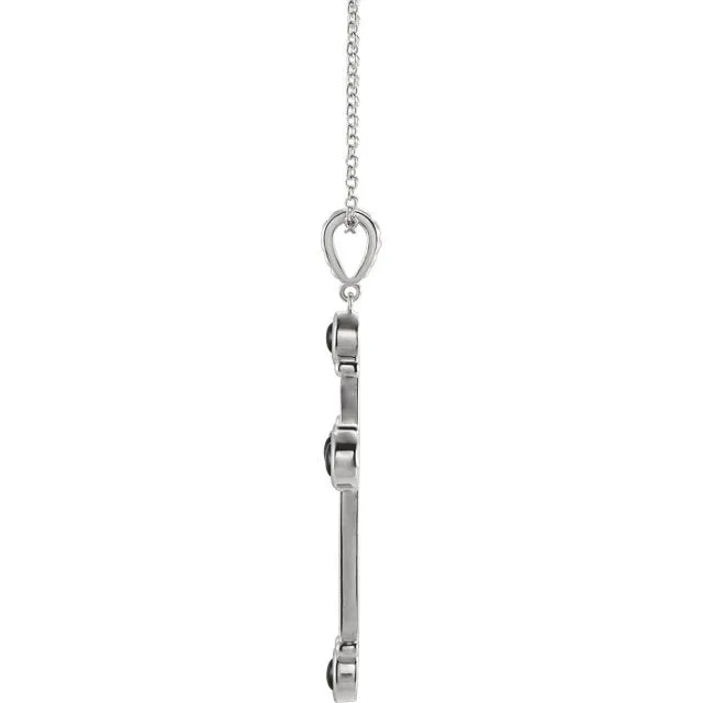 Platinum 14k Yellow Rose White Silver Genuine Onyx Cross Pendant Charm Necklace