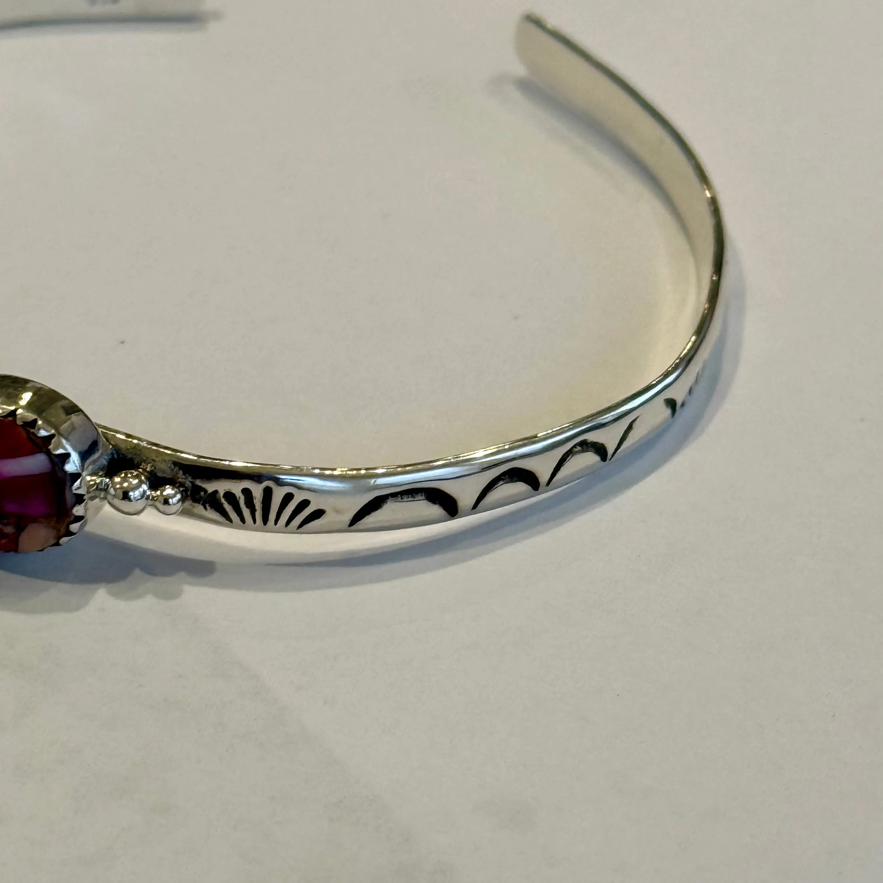 Plum Spiny Turquoise Sterling Silver Adjustable Cuff Bracelet Southwest Style Handmade