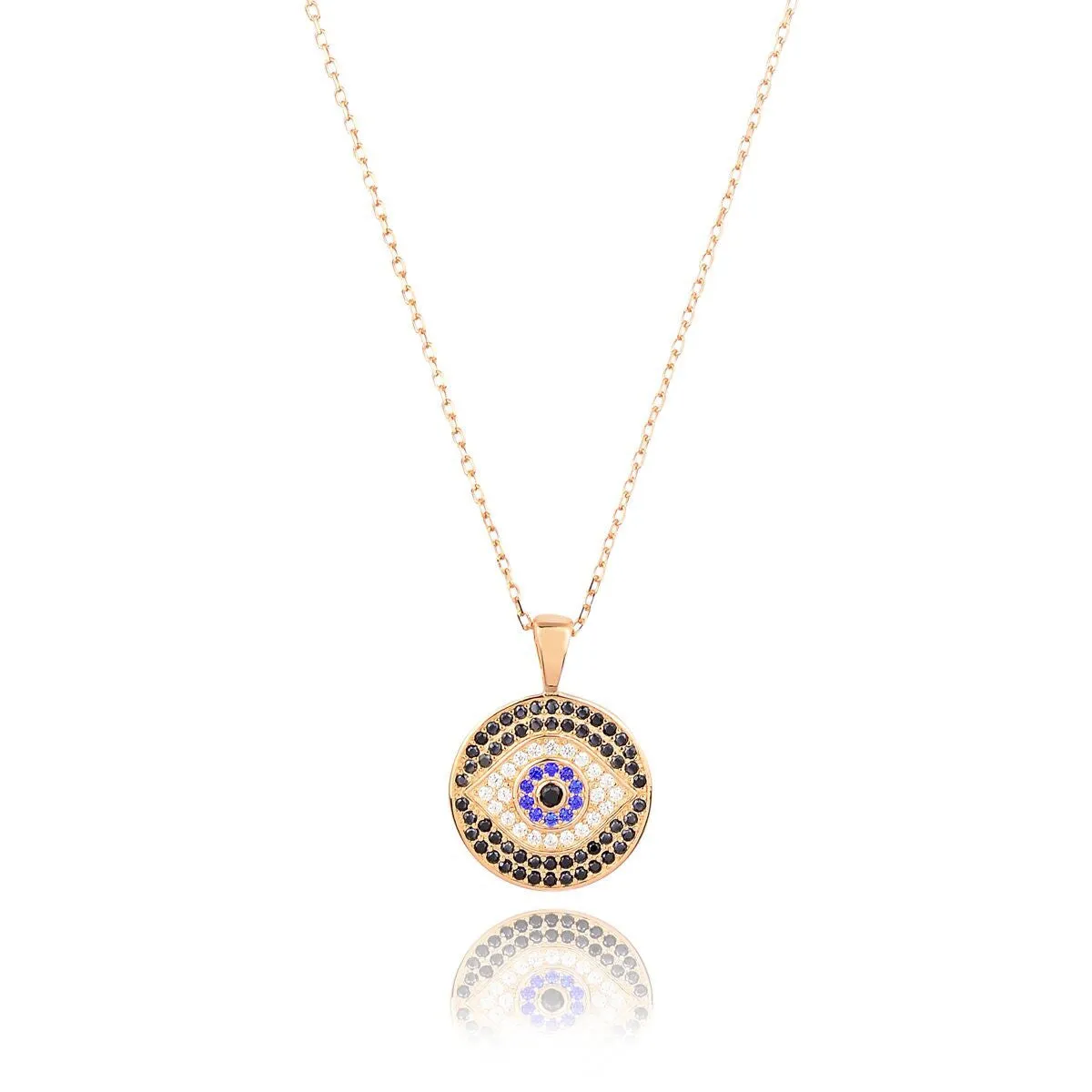 SANTORINI EVIL EYE ROSE GOLD NECKLACE