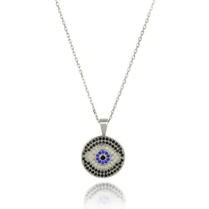 SANTORINI EVIL EYE SILVER NECKLACE
