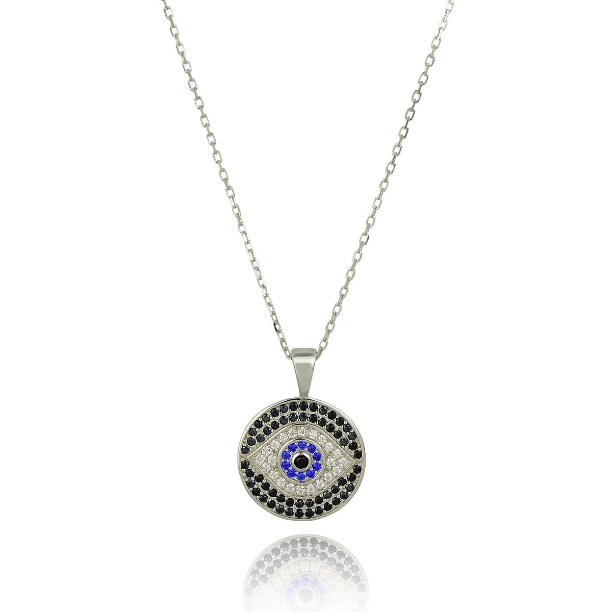 SANTORINI EVIL EYE SILVER NECKLACE