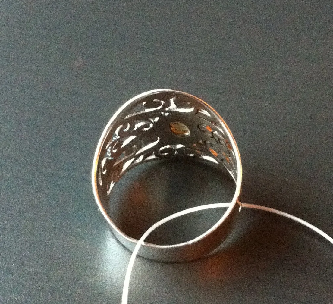 Sterling Silver Filigree Oval Citrine Ring - Multiple Sizes