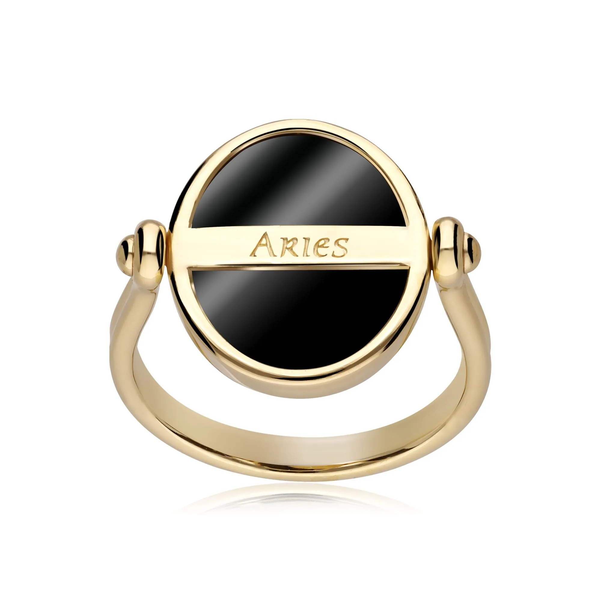 Sternzeichen Widder Schwarzer Onyx Flip Ring