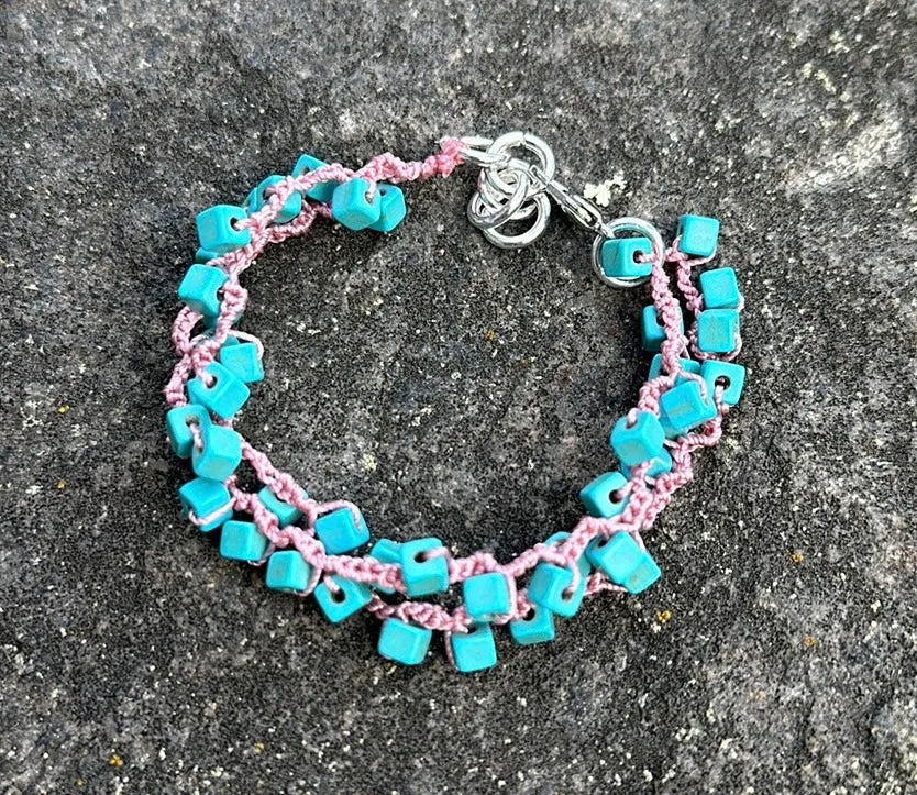Turquoise cube bead bracelet