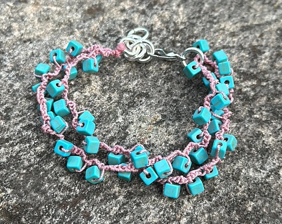 Turquoise cube bead bracelet