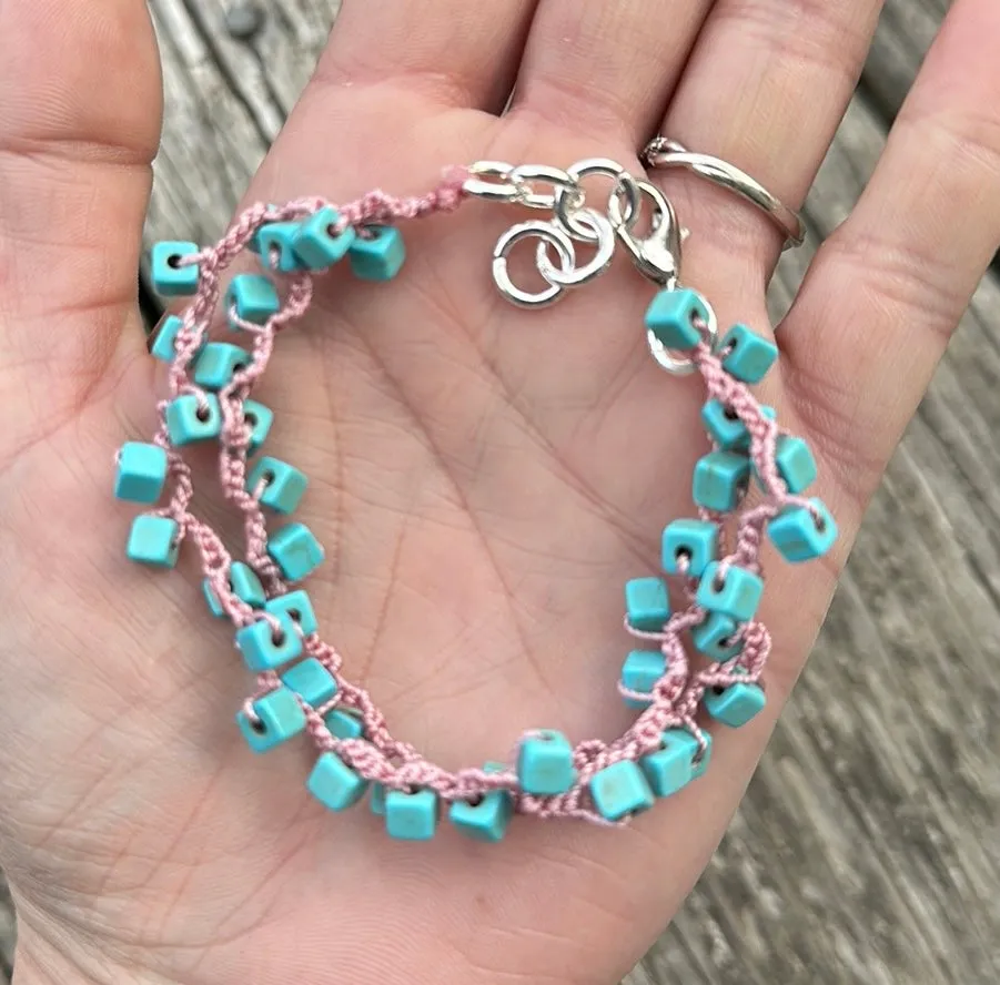 Turquoise cube bead bracelet