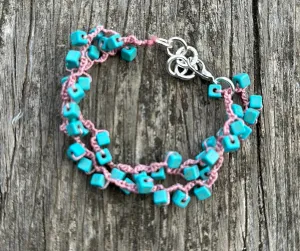 Turquoise cube bead bracelet