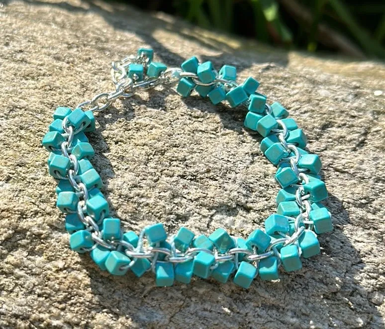 Turquoise cube bracelet