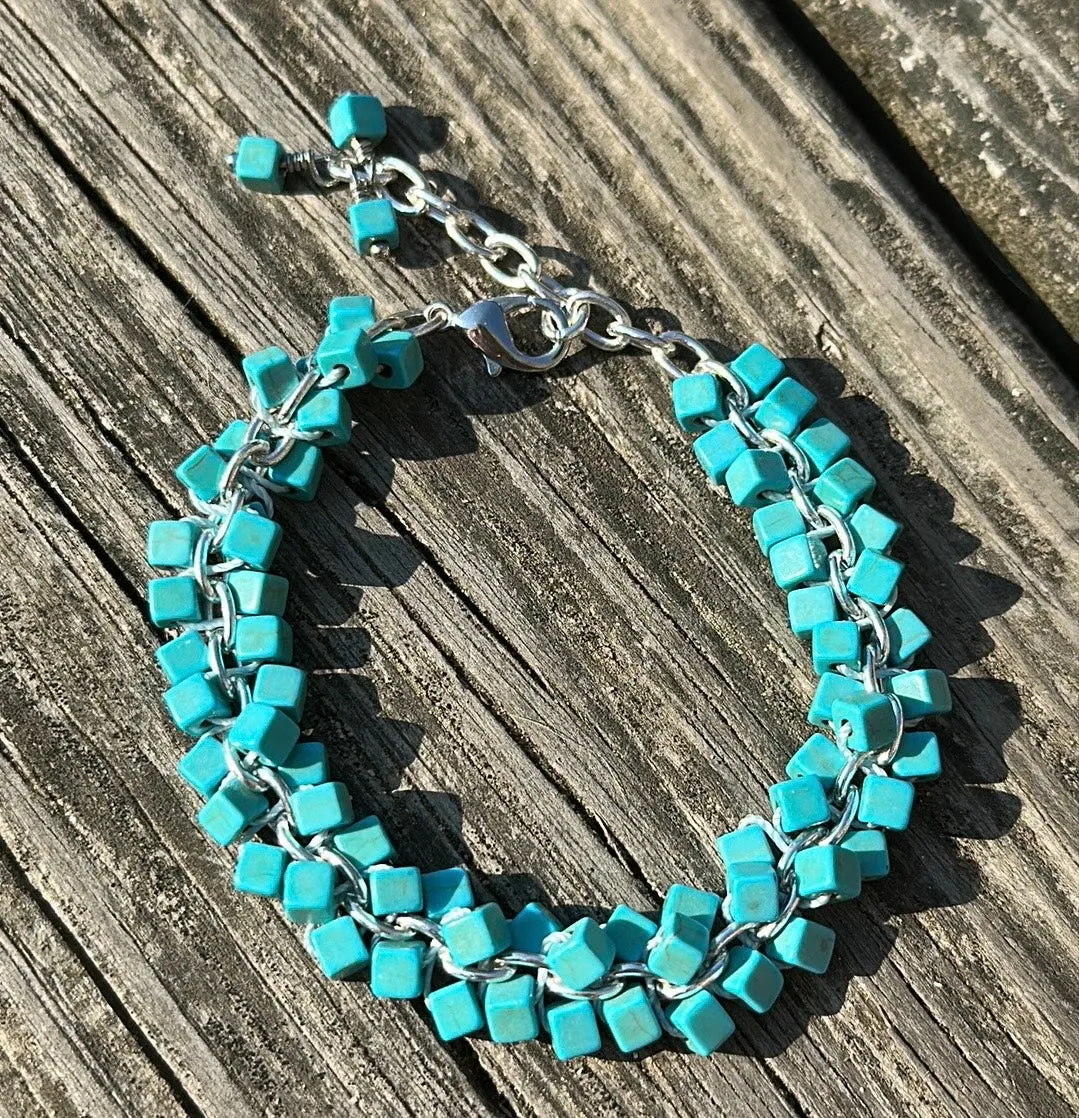 Turquoise cube bracelet