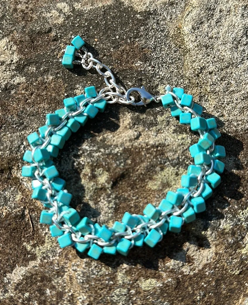 Turquoise cube bracelet